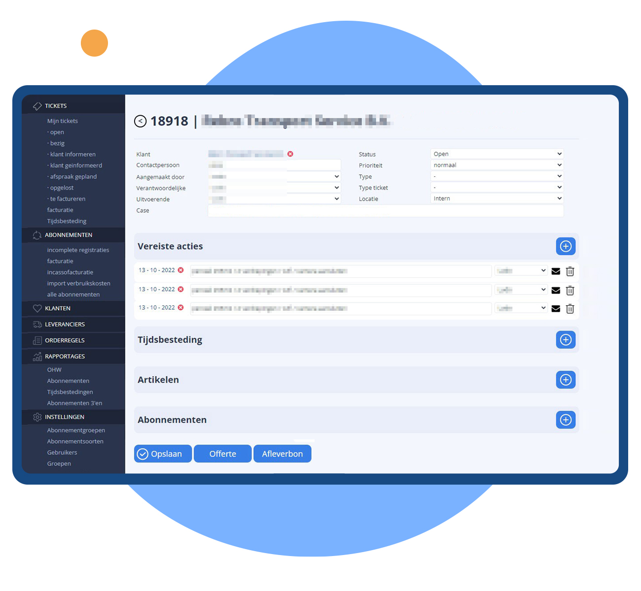 Ticketsysteem voor ICT bedrijf gemaakt met no-code software DataSol Swiss